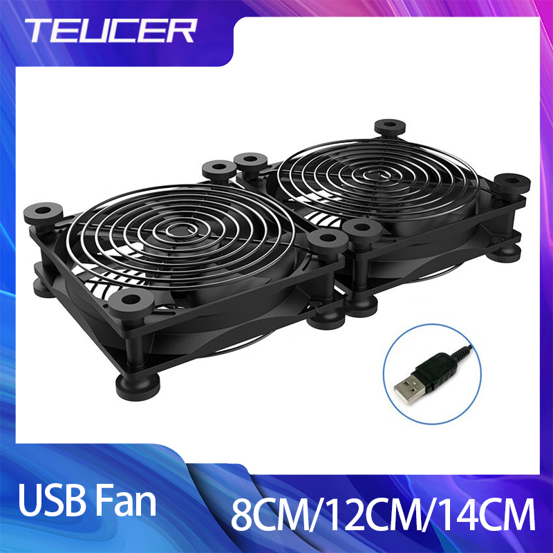 Usb Fan Silent - TEUCER-ventilador USB de 8CM/12CM/14CM, Enfriador de
